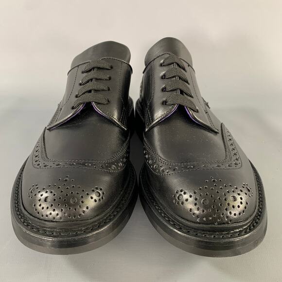 BURBERRY Size 8 Black Perforated Leather Lace Up Lace Up Shoes main image 2